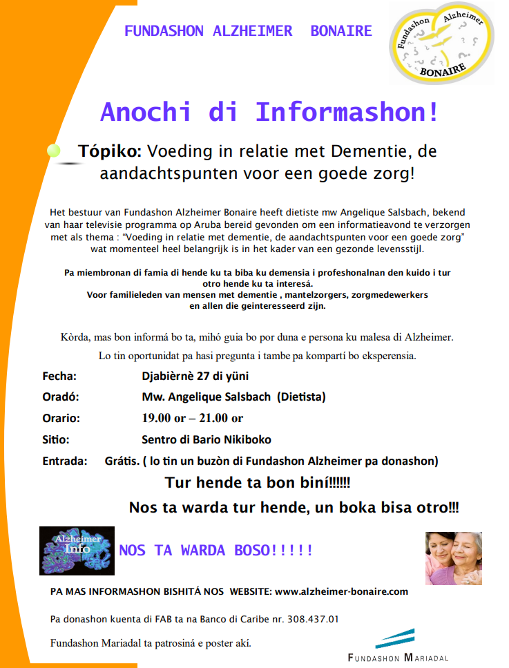 Anochi di informashon 27 juni 2025 Voeding in relatie met dementie met correctie